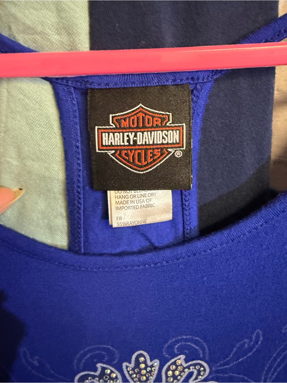 Harley-Davidson Royal Blue Women's Graphic Tank Top - Picture 3 of 5